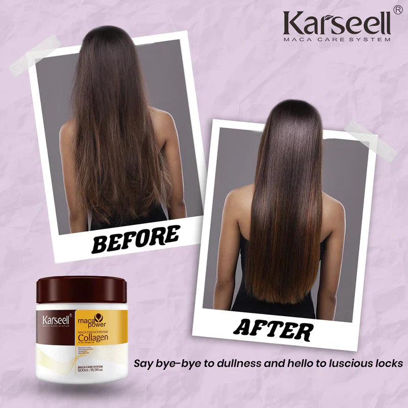 Karseell Collagen Hair Treatment Deep Repair Conditioning Argan Oil Collagen Hair Mask Essence for Dry Damaged Hair All Hair Types 16.90 oz 500ml